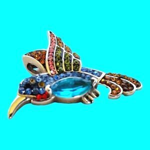 Pendant by Off Park Style FAUX GEMSTONE Hummingbird  SILVERTONE  Bale